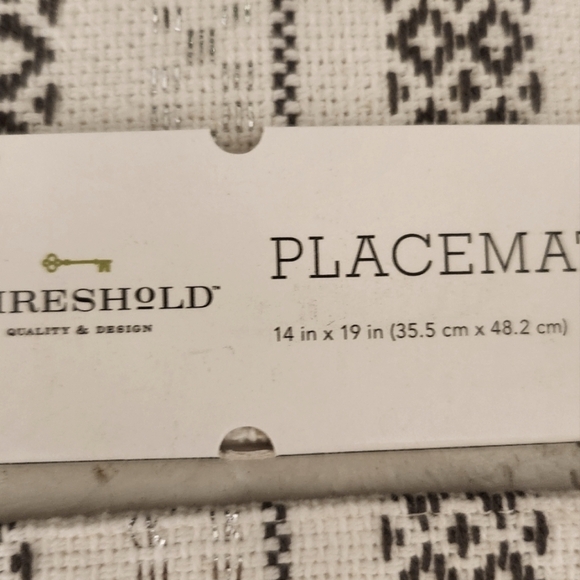 Threshold Gray and Off White Placemat With Silver Design - Picture 1 of 6